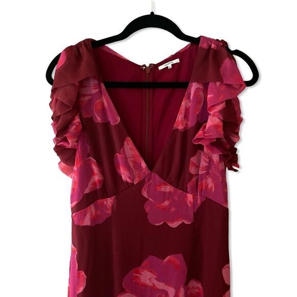 Tularosa Althea Maxi Dress in Pink Magnolia Floral chiffon maxi ruffle Revolve M - Picture 3 of 12